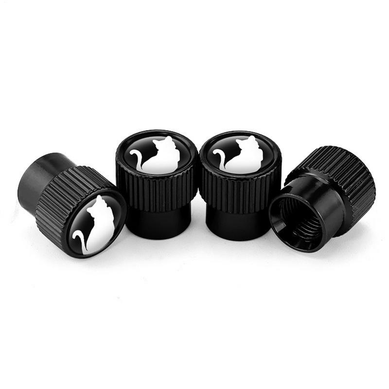 Car Tire Valve Stem Caps Kitten Pattern Tire Valve Stem Cap Cover Heavy Duty 4X Auto Wheel Accessories For Cycle Trucks