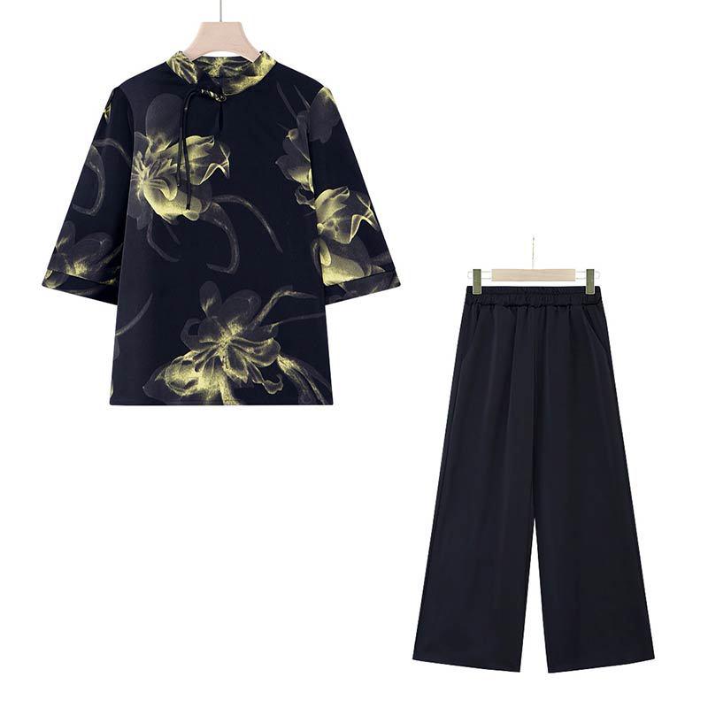 Новый шифоновый костюм мамы 2025: Комплект из двух вещей в китайском стиле, омолаживающий, для женщин среднего и пожилого возраста