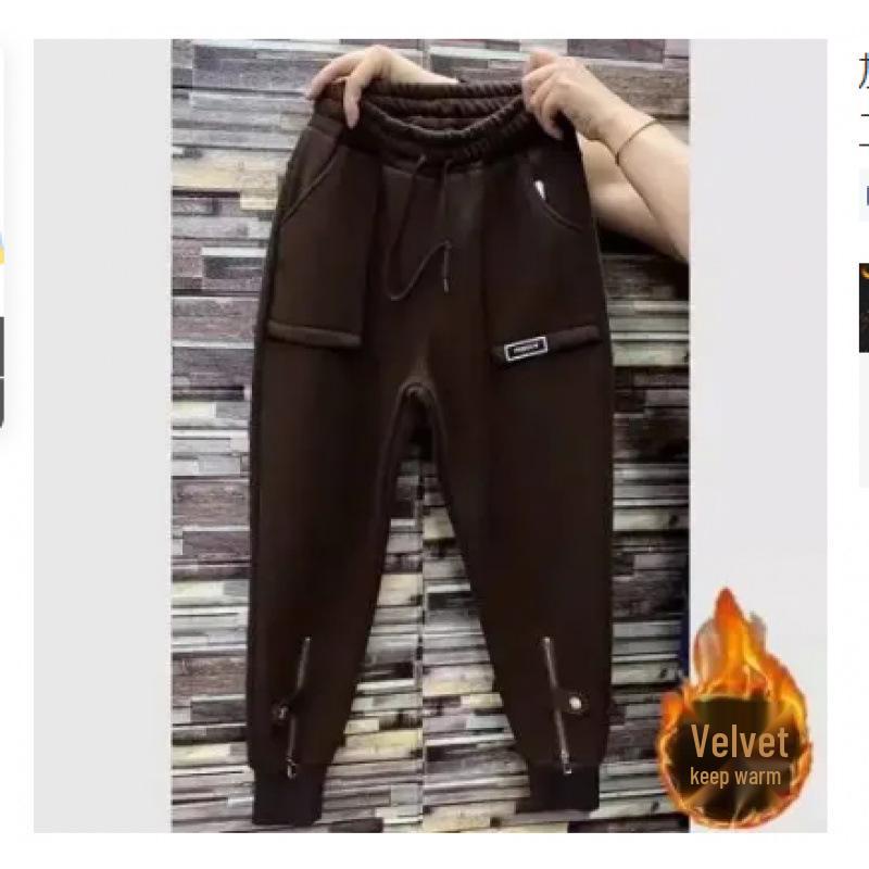 Женские гаремные спортивные штаны на флисовой подкладке: Плотные, Стройнящие, Спортивные, Универсальные, Повседневные, Модные джоггеры на осень/зиму 2025.