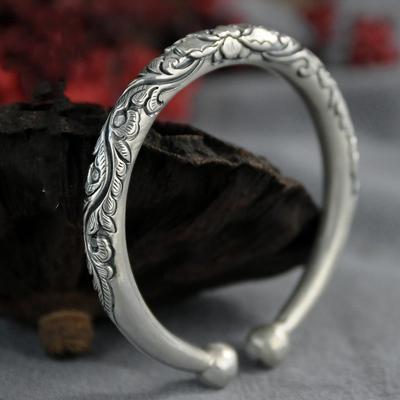 Новый модный браслет с круглой головкой и пионом, высококачественный ремесленный изысканный рельефный открывающийся браслет