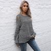 Vintage Fashion Elegant Casual Autumn Ins Wind Broken Hole Solid Color Round Neck Mori Sweater Knit Sweater Women