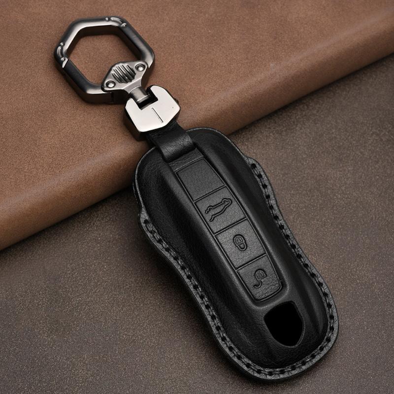 Genuine leather Protector For Porsche New Cayenne Panamera 911 992 Taycan Key Case Cover Fob