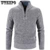 Winter Men's Fleece Thicker Sweater Half Zipper Turtleneck Warm Pullover Quality Male Slim Knitted Wool Sweaters for Spring