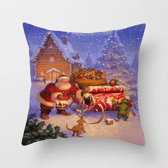 Рождественский квадратный плед с узором Санта-Клауса, наволочка для домашней гостиной, украшения дивана, наволочка, наволочка