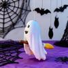 Halloween Ghost Figurine Cute Small Ghost Riding Broom Statue Mini Plastic Ghost Halloween Tabletop Decor for Tiered Tray Bookshelf Desk Decor