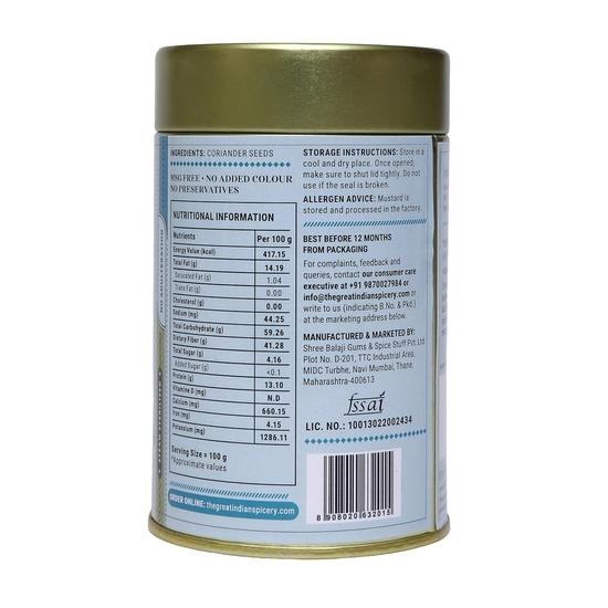 The Great Indian Spicery | Coriander Seeds (Dhaniya Beej) | 75gm Tin - Steam Sterilisation, 100% Pure & Natural, Farm Fresh, Non-Adulterated