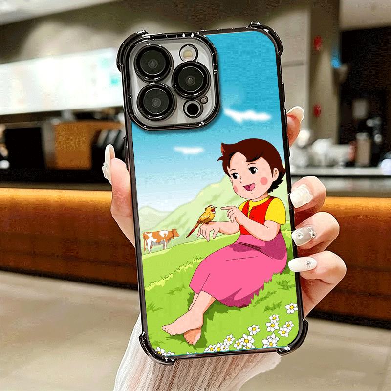 Милый мультяшный чехол Heidi с покрытием для iPhone 16 17 Pro Max Air 16E 14 15 Plus 12 13 Mini, противоударный чехол с подушкой безопасности