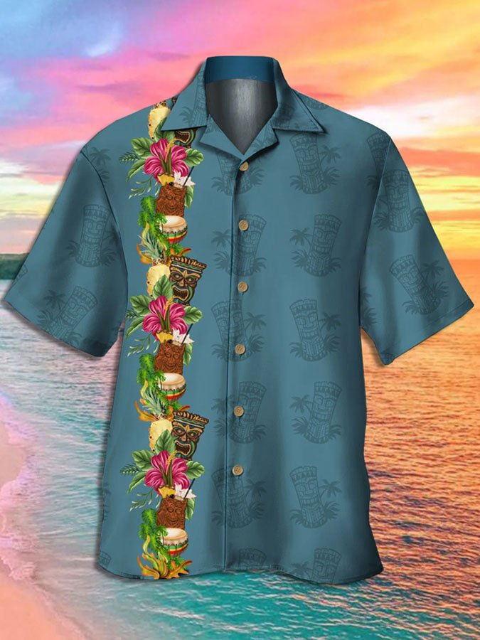 Hawaiian shirt new men's large size 1D printing fashion casual and comfortable Cuban collar button-down cardigan