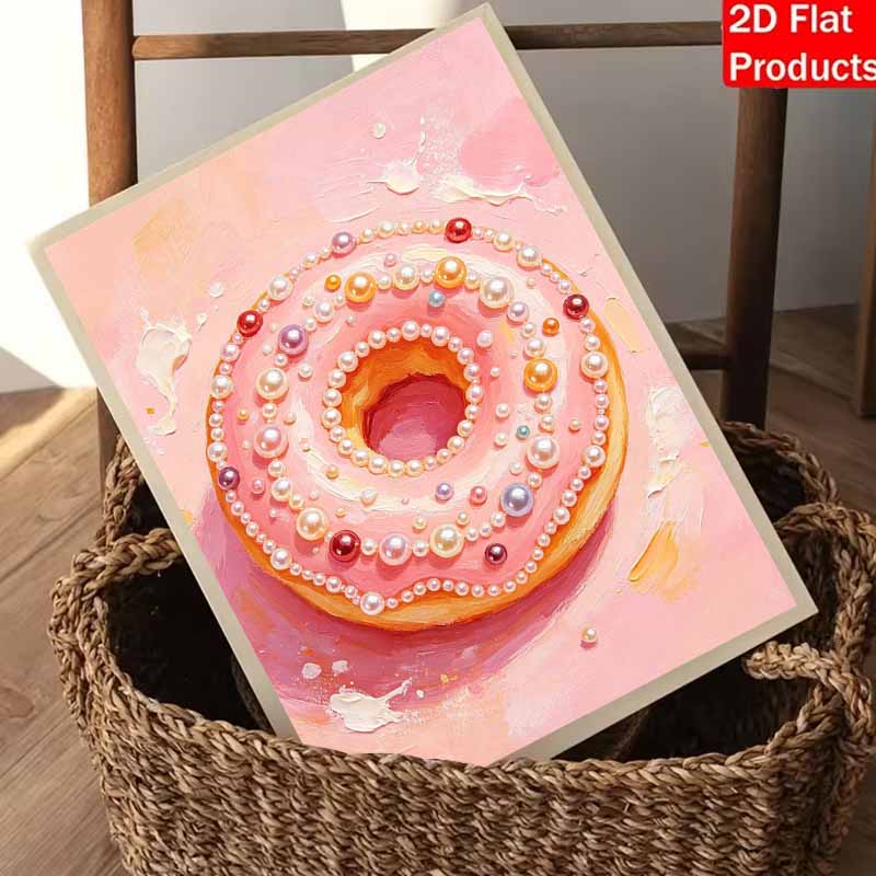 This pearl painting kit features 5D pearls and a sweet donut mosaic art style. designed for home wall decoration.