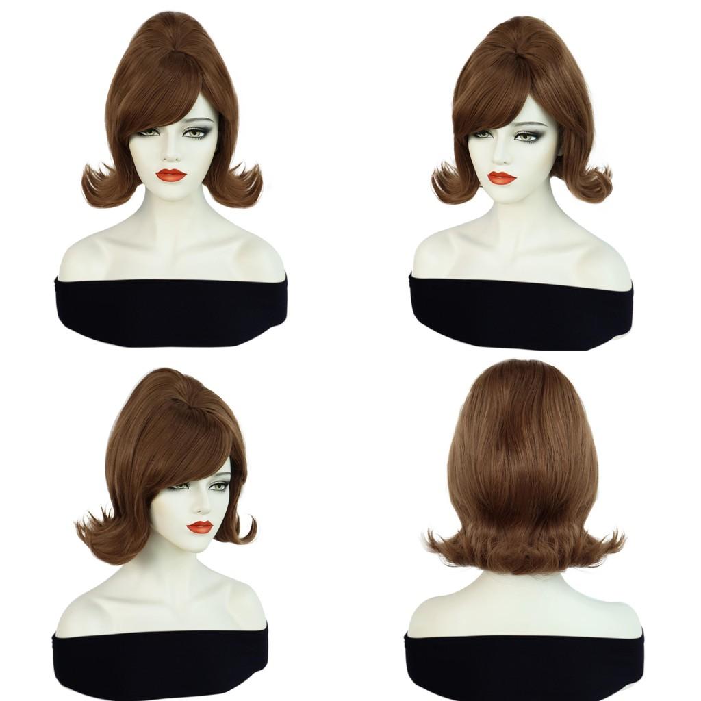 Cos Female Costume Wig With Slanted Bangs And Vintage Flipped Ends Made Of Hightemp Silk For Cosplay