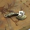"Handmade Vintage Brass Dragon Axe Keychain Pendant"