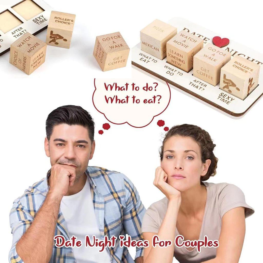 Date Night Dice Wooden Game For Couples With Printed Board Valentine Gift