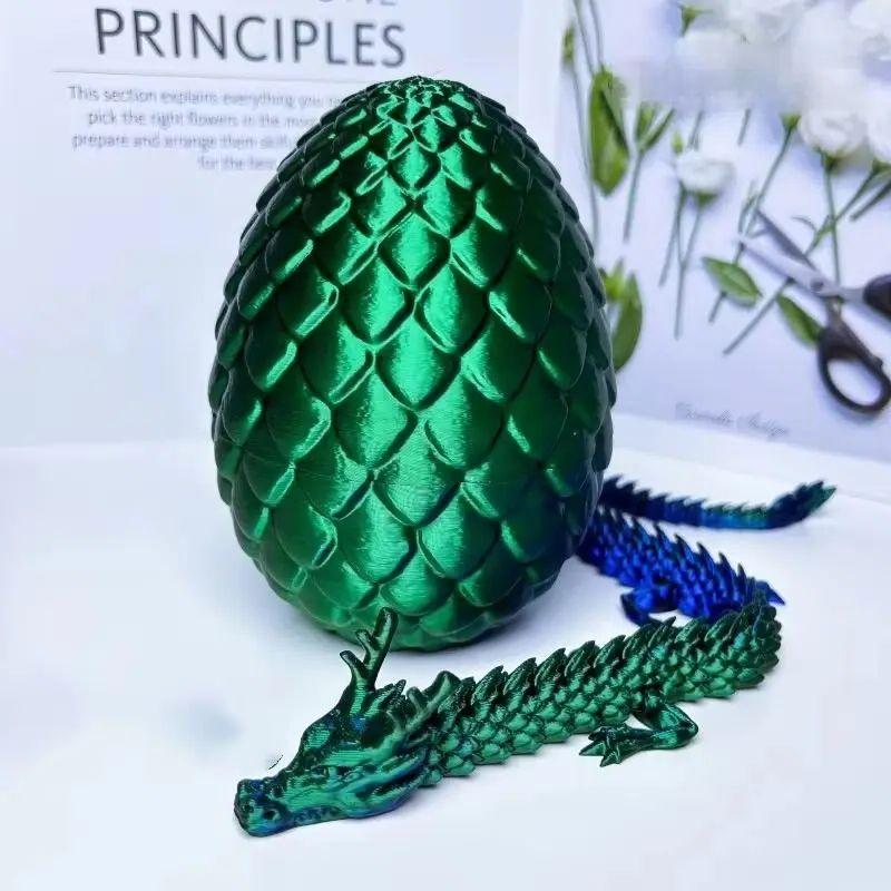 Печатный 3D Дракон с Яйцом Сочлененные Полностью Подвижные и Вращающиеся Суставы Настольные Украшения Креативные Детские Игрушки