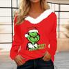 Women's T Shirt Tee Christmas Shirt Long Sleeve Party Christmas Fleece Collar V Neck Top
