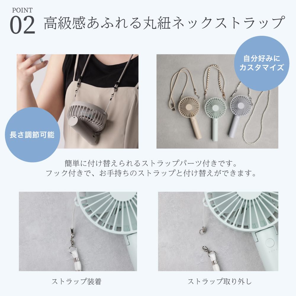 SMALY 3-ХОРОШИЙ УДОБНЫЙ ВЕНТИЛЯТОР Mint Портативный вентилятор 5 уровней регулировки объема воздуха Перезаряжаемая батарея Совместимость с зарядкой через USB Подарок Подарок [Модель 2025]