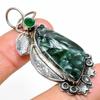 Natural Seraphinite, Diopside Gemstone 925 Sterling Silver Pendant 2.25" C5g42