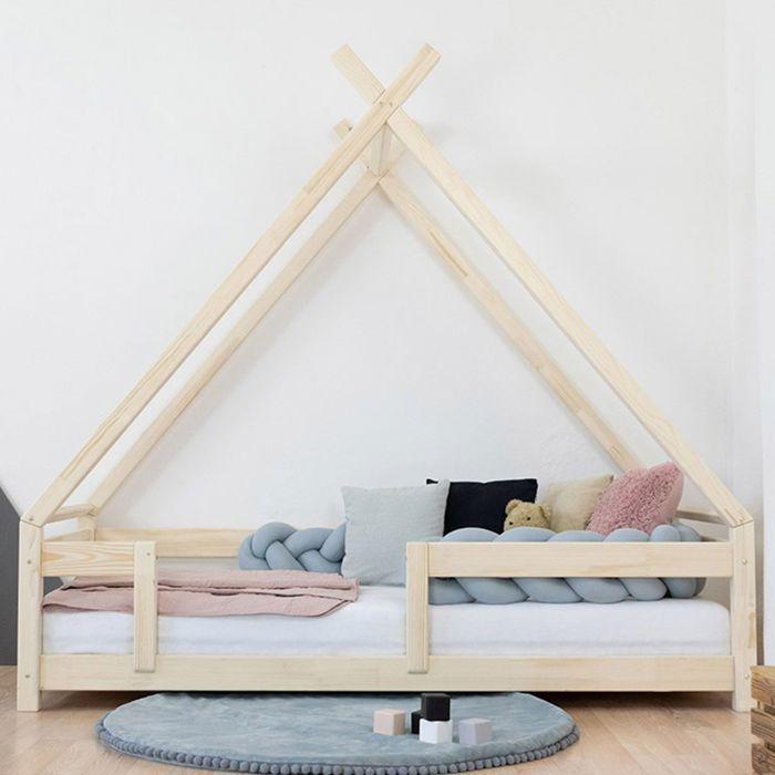 Lit cabane enfant TAHUKA 90 x 160 gris clair