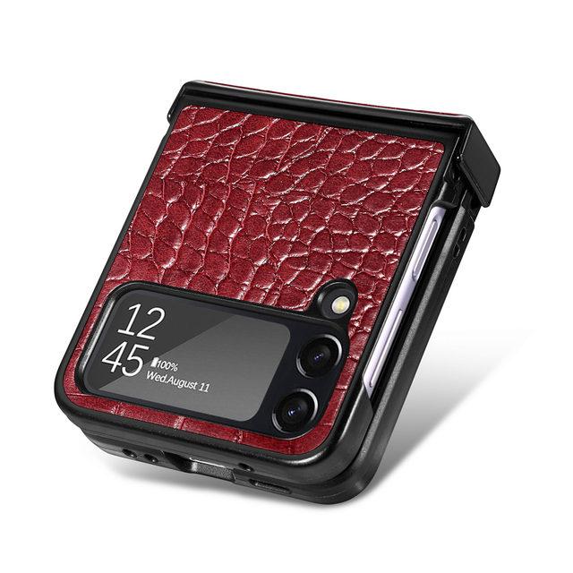 Антибликовый чехол для телефона из крокодиловой кожи для Samsung Galaxy Z Flip 4 5g Flip4 Flip3 Flip 3, нескользящий деловой чехол Funda