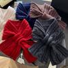 Fashion  Wool Twist Knitted Small Scarf For Women Winter Warm Neck Protection Lazy Solid Color Cross Woolen Scarf