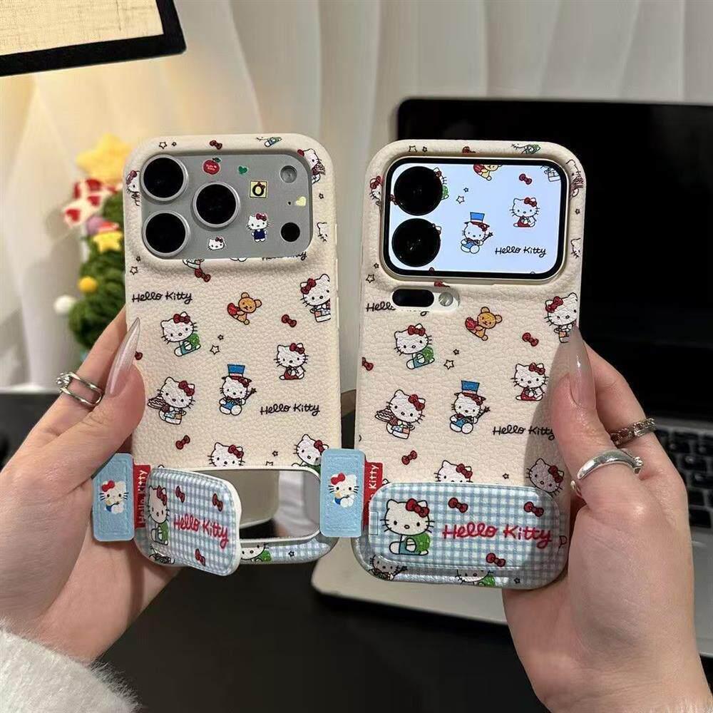 Leather Texture Cat Design Case for Apple iPhone 17 Pro Max/16/15/14/13