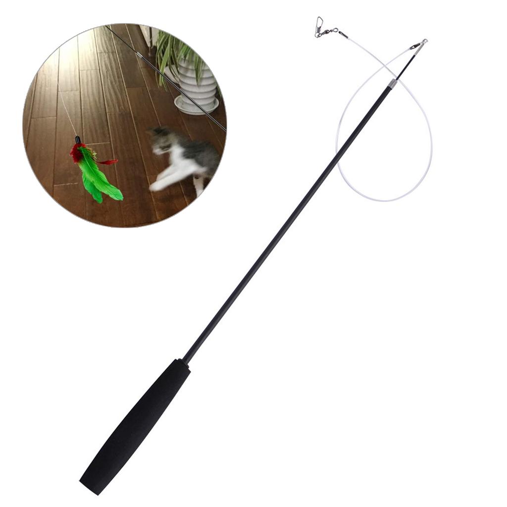 Universal Cat Toy Funny Simulation Fish Extendable Rod Funny Exercise Teaser Stick Toy for Kitten with Extensible Stick