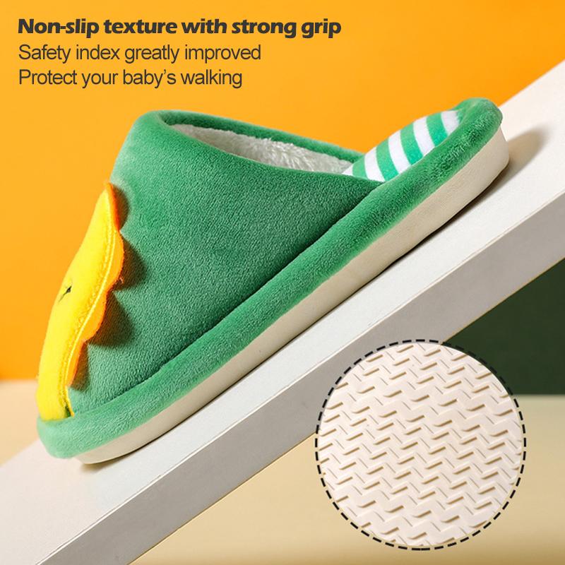 Children Cartoon Dinosaur Cotton Slipper Soft Autumn Winter Warm Princess Baby Boy Girl Indoor Home Bedroom Warm Cotton Shoes
