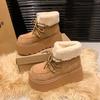 Новые женские зимние ботинки на толстой подошве с добавленным флисом для тепла, короткие ботинки и хлопковая обувь