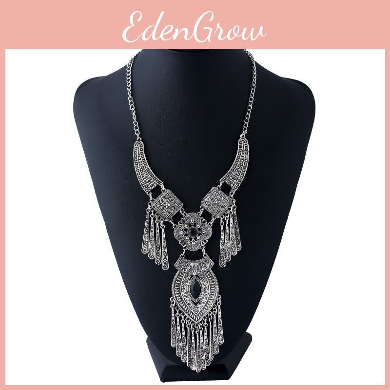 Style Ethnic Simulation Gemstone Decoration Women Necklace With Tassel Design