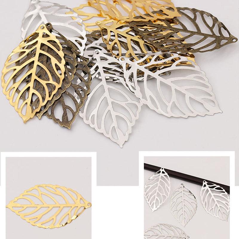 Товары для домашней вечеринки Изготовление ювелирных изделий Винтаж Ретро с покрытием DIY Золотой Шарм Филигрань 50 шт. Ювелирные аксессуары Полые листья Подвеска Ремесло