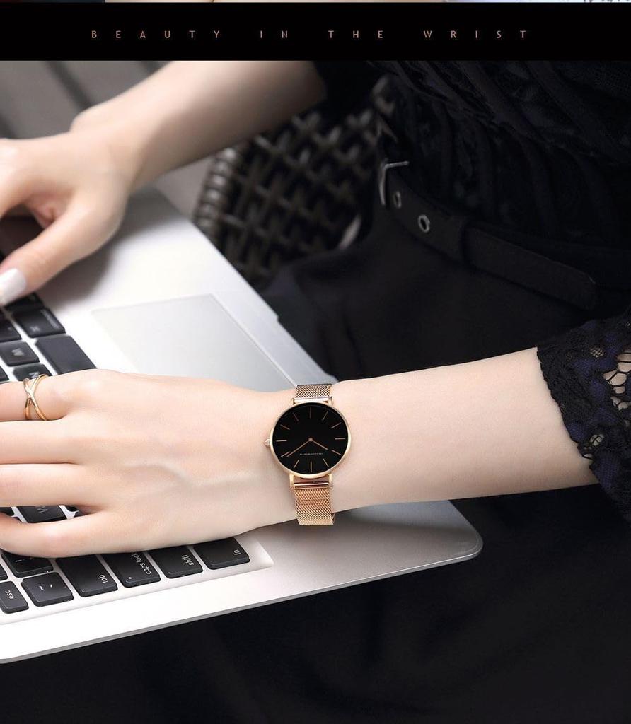 Hannah Martin Women's Analog Waterproof Watch ZJ0001, Cute and Simple, Made in Japan Movement, Stylish and Popular Gift (Rose Gold)