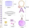 7PCS Accessories Set for Stanley Cup Purple Straw Topper Cup Boot Water Bottle Handle Strap Letter Charms 40oz 30oz Tumbler