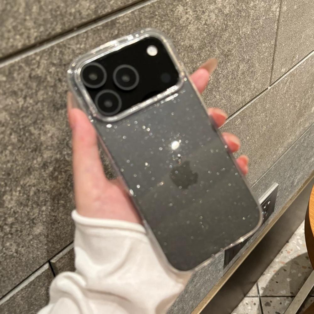 Блестящий прозрачный чехол-бампер с глиттером для iPhone 17 Air 16 15 14 Pro Max Plus, ультратонкий, жесткий, из поликарбоната, противоударный