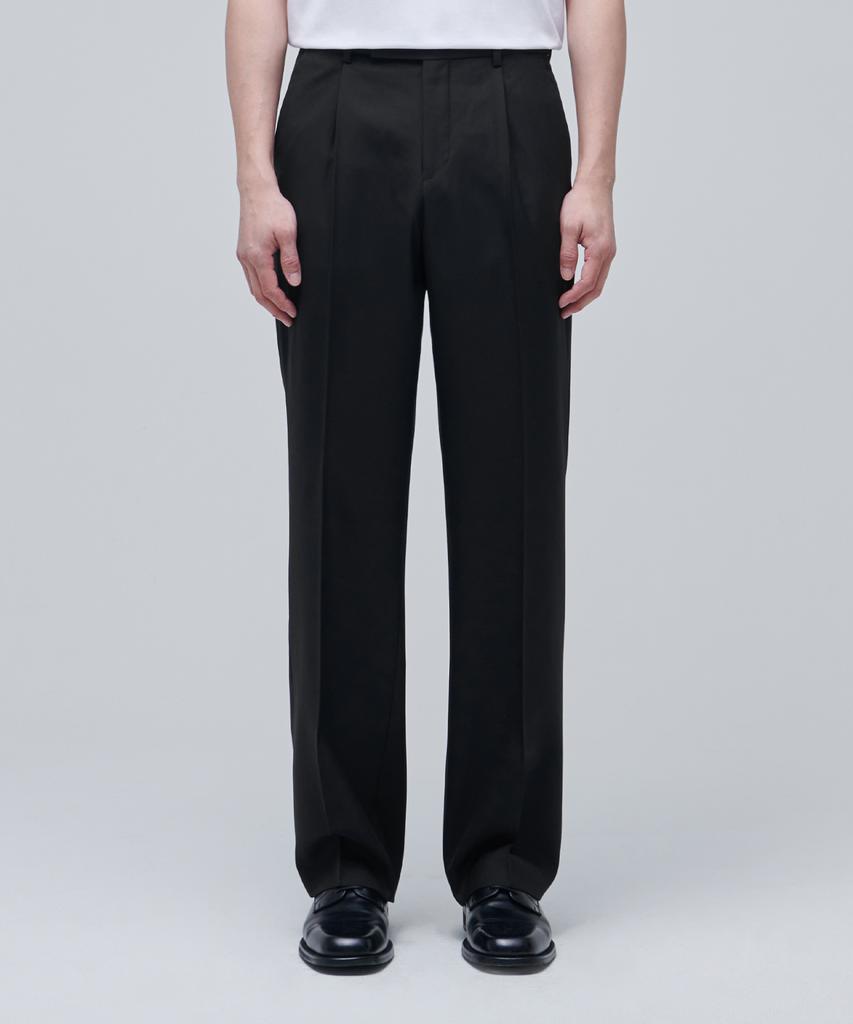 MUSINSA STANDARD Wool Blend Wide Hidden Banding Slacks [Black]