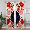 Retro Flower Curtains for Living Room Curtain for Room 2 Panel Shades Halloween Decoration Home Interior Curtains Partition