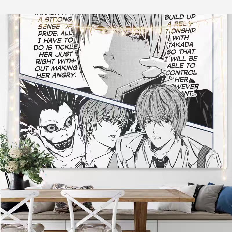 YYagami Light DDeath NNote Background Comic Peripheral Tapestry Student Room Bedroom Decoration Wall Cloth Hanging Tapestry