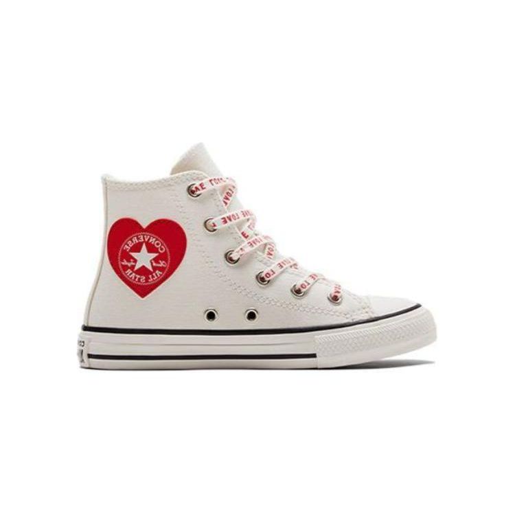 Converse Chuck Taylor All Star Comfortable Casual Durable High-Top Canvas Shoes Baby Sneakers White Red A01580C