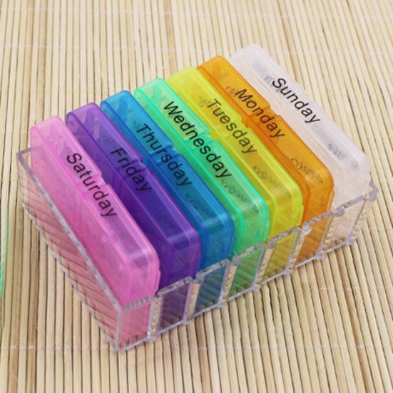 Portable Weekly 7 Day Push Button Pill Holder Travel Medicine Box Case Organizer
