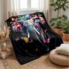 Elephant with Butterflies in Jungle Theme blanket Lightweight Warm Flannel Blanket Decorative Throw Blanket for Home Decoration