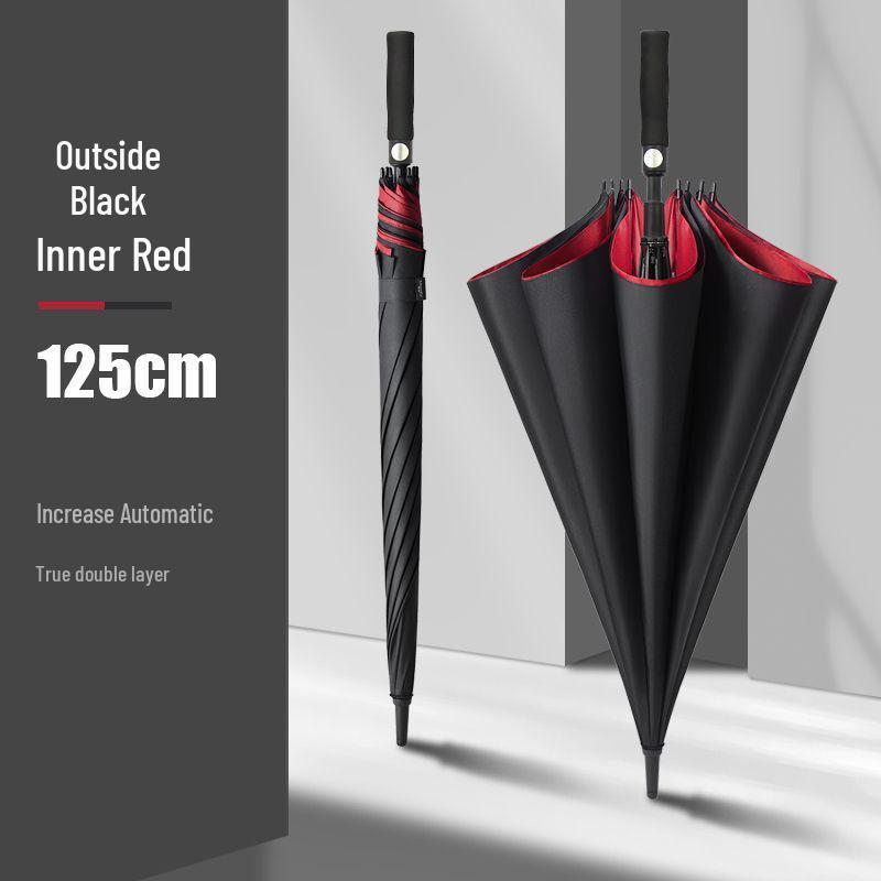 Мужской очень большой двухслойный зонт с длинной усиленной ручкой для двух или трех человек, штормоустойчивый и прочный.