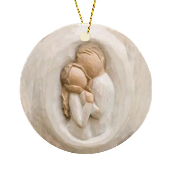 Christmas Ornament for Horse Lovers Hugging Horse Acrylic Pendant Christmas Tree Hanging Decoration Holiday Gifts for Girls Women Cowgirls