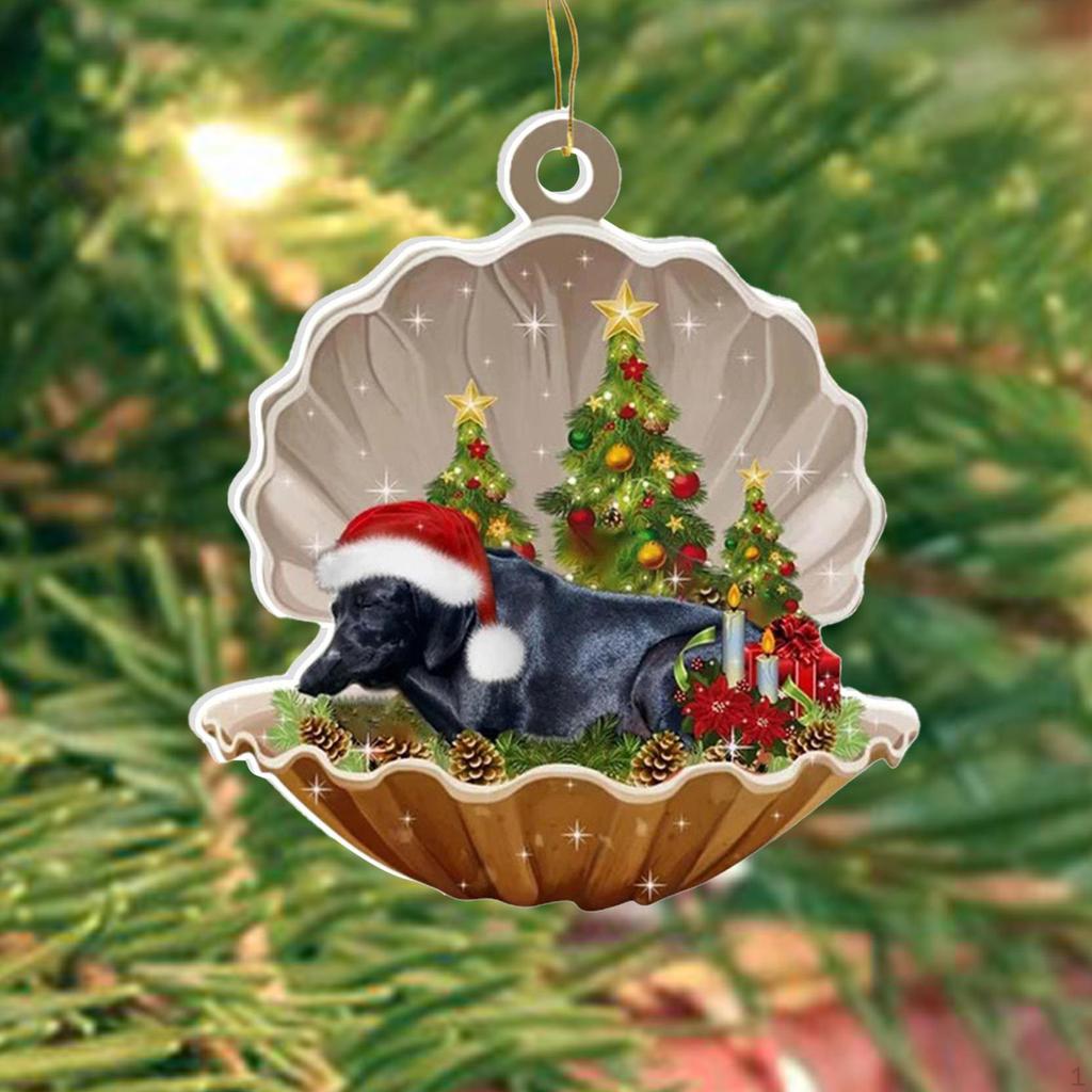 Christmas Tree Hanging Ornament Acrylic Pendant Car Photo Prop Sleeping Puppy Charm for Winter