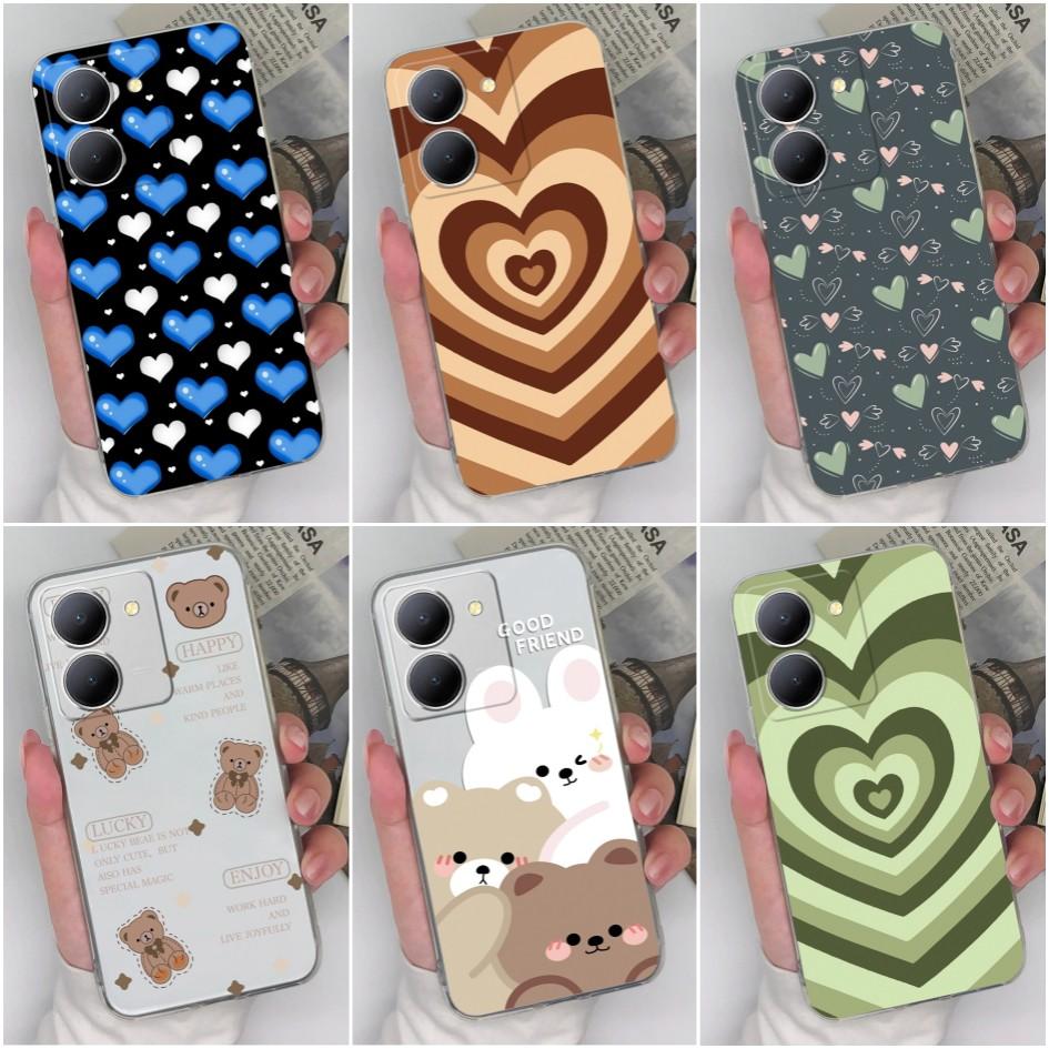 Чехол для Vivo Y02 Y10 Y11 Y12 Y20 Y21 Y30 Y33 Y35 Y36 Модный противоударный защитный прозрачный мягкий силиконовый чехол из ТПУ Love Heart для бампера Vivo