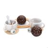 GINGER HOME – Service à thé et café en bois pour enfants avec accessoires, blanc/gris, plateau 26x20 cm, 3+ ans