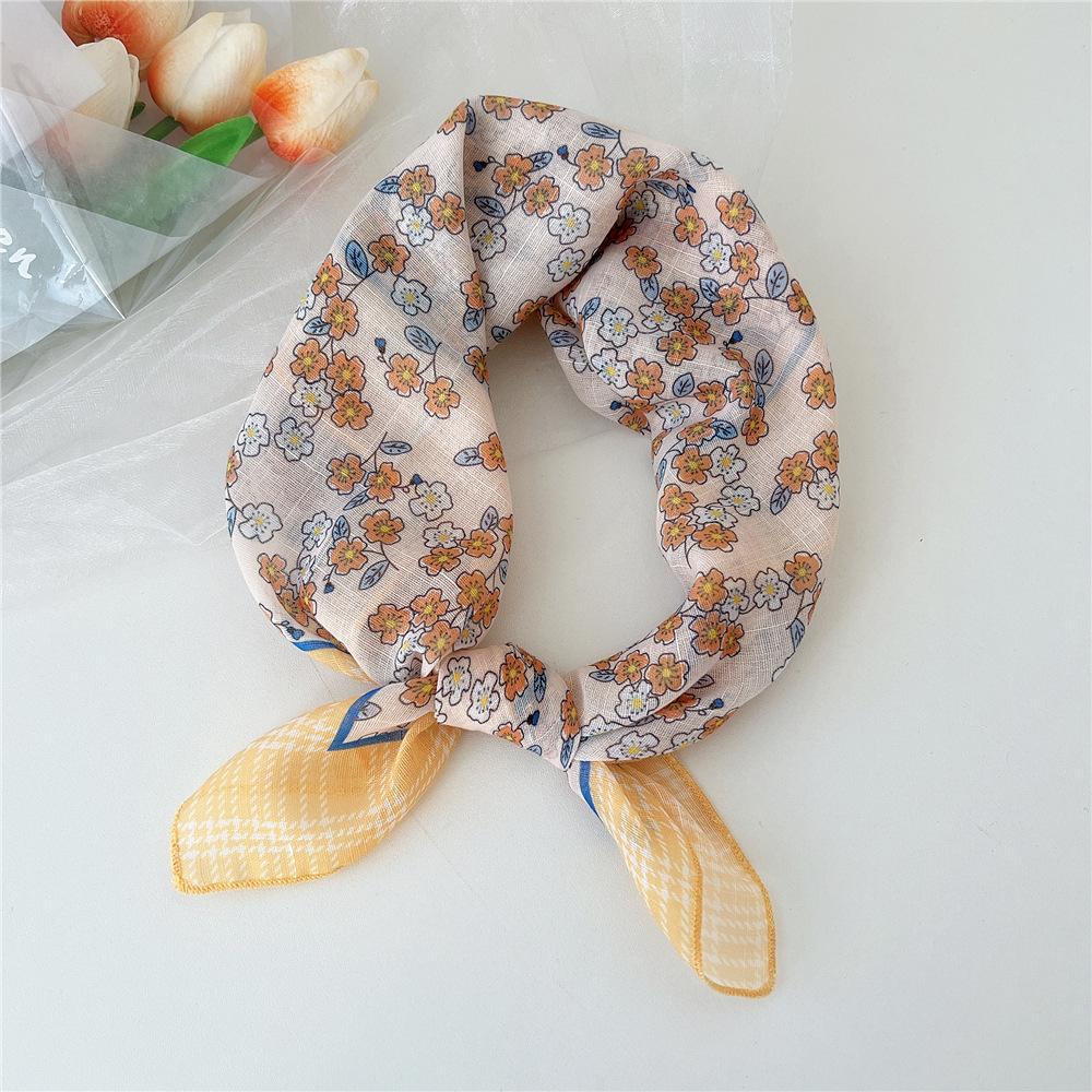 Маленький квадратный шарф из хлопка и льна, шелковый шарф, женский, весна и осень, новый стиль, художественный и универсальный, модный, темпераментный шарф-повязка на голову