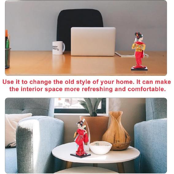 FAVOMOTO Японская кукла-украшение: Фигурка гейши ручной работы в шелковом кимоно - Коллекционная кукла гейши, японская культурная для женщин и домашней эстетики