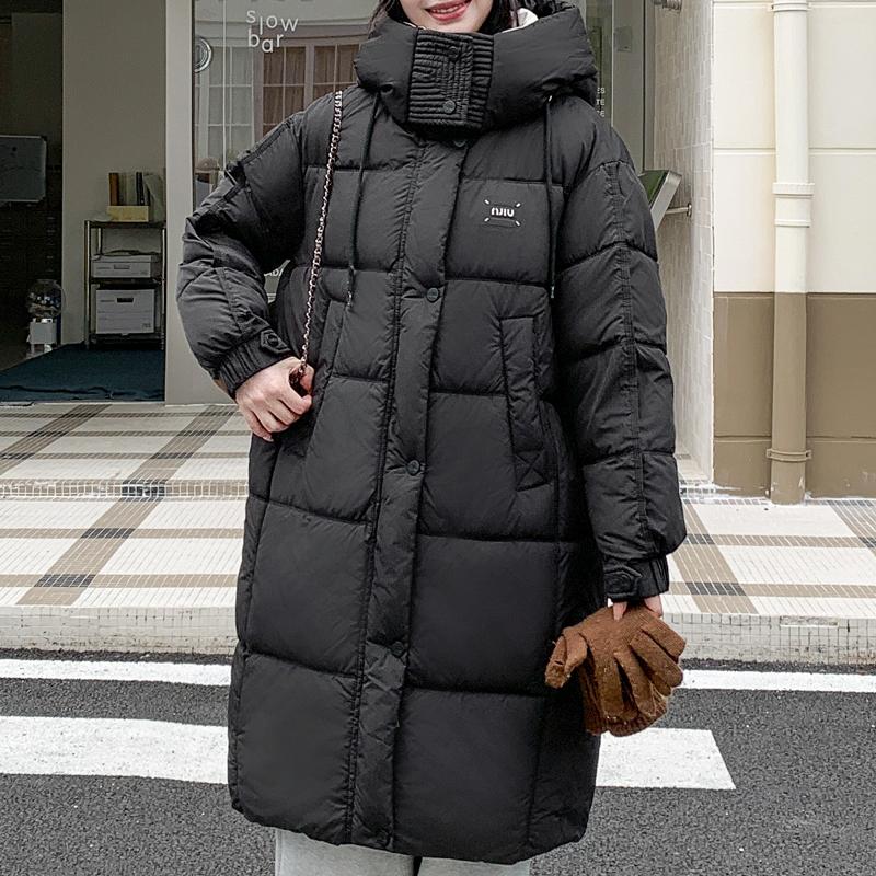 Fashion Winter Women's Long Parkas Hooded Thick Warm Jackets Elegant Loose Woman Coats