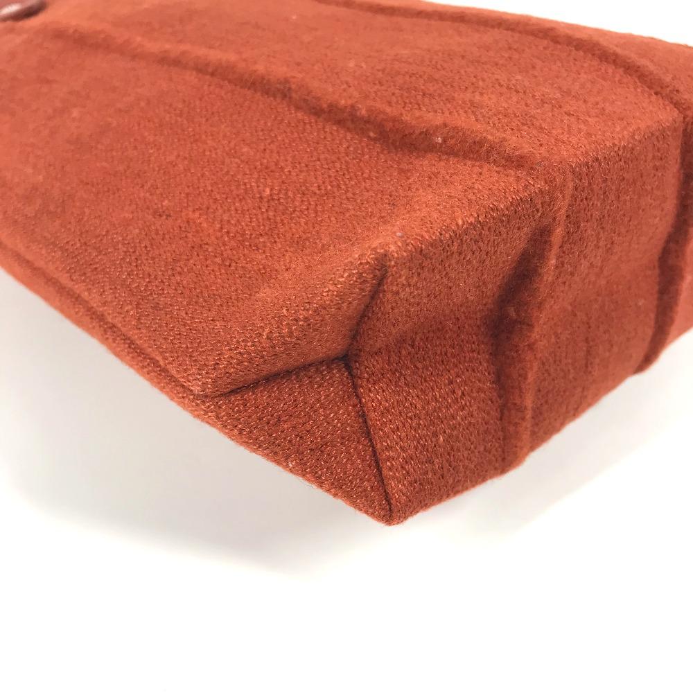 HERMES Amedaba PM Mini Bag Mini Tote Handbag Hand Bag wool / Leather Orange