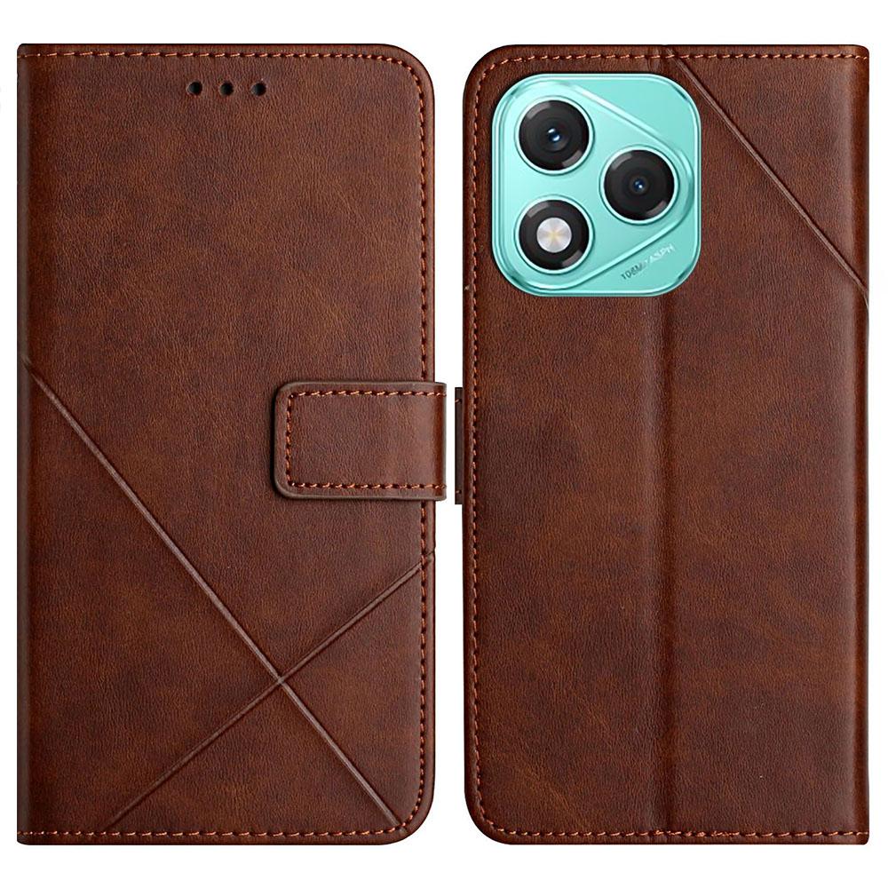 Чехол Line Pattern Wallet из кожи для Honor 400 Lite 5G с ремешком на запястье