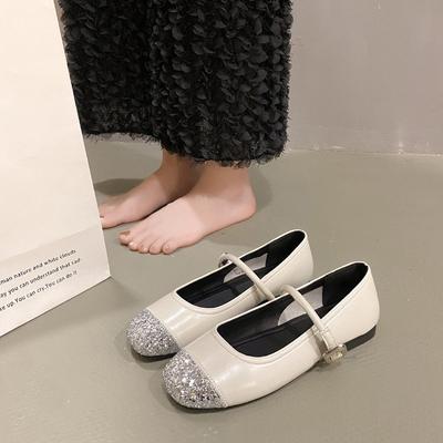 Туфли-лодочки Ретро Мягкие Мэри Джейн Женские туфли Весенний темперамент Маленькие ароматные на плоской подошве Одно слово с одним