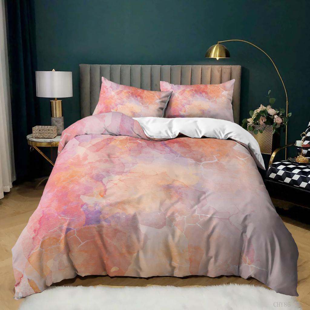 Home Textile Marble Texture Three-Piece Gradual Change Quilt Cover Digital Printing Bedding